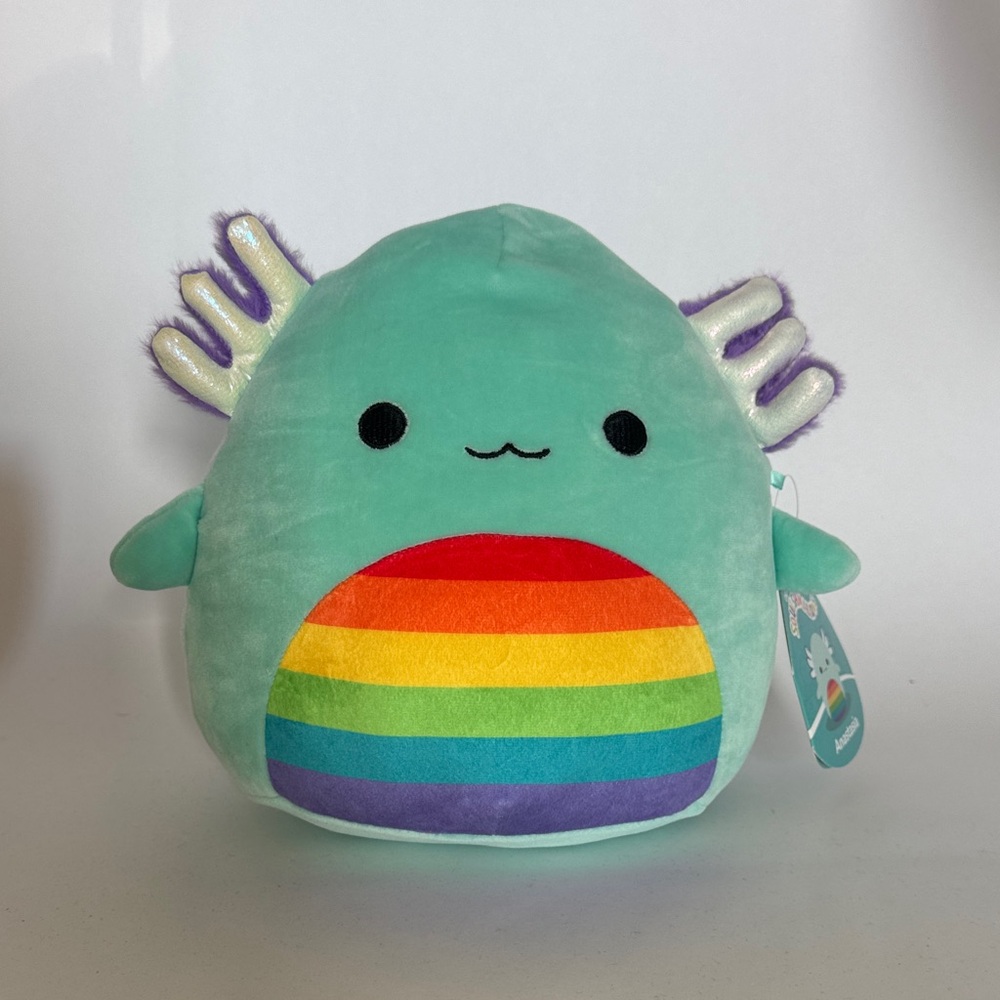 NWT Squishmallow Rainbow Plush Axolotl Toy
